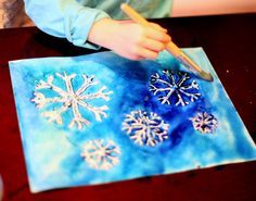 Watercolor Resist Snowflake Painting